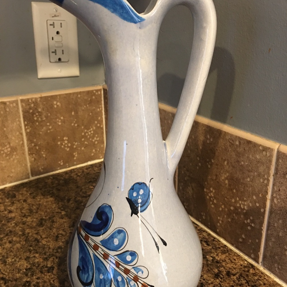 - Tonala Mexico Blue Pottery Vase/Pitcher